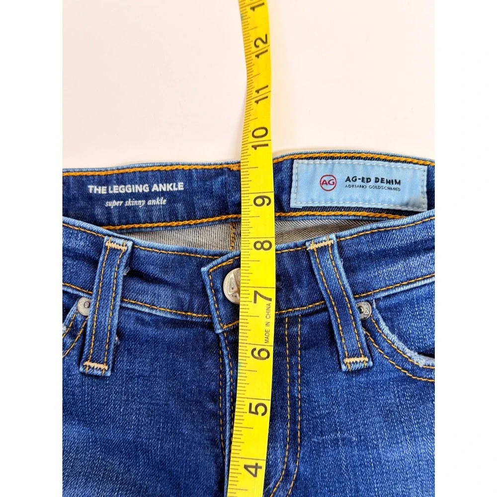 AG Adriano Goldschmied The Legging Ankle Womens 24R Blue Excellent Distressed - Picture 11 of 13